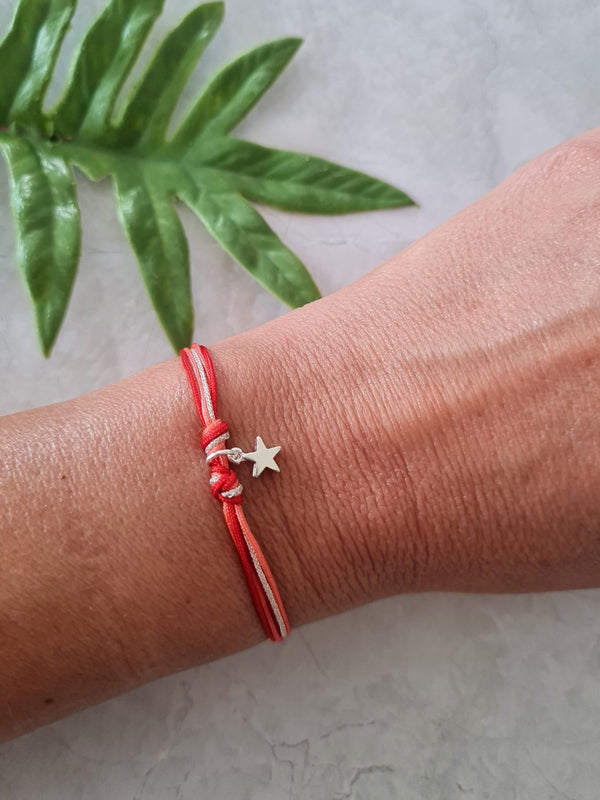 Pulsera Cielo Coral Roja Plata