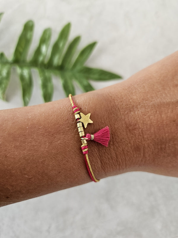 Pulsera Estrella Borla Fucsia