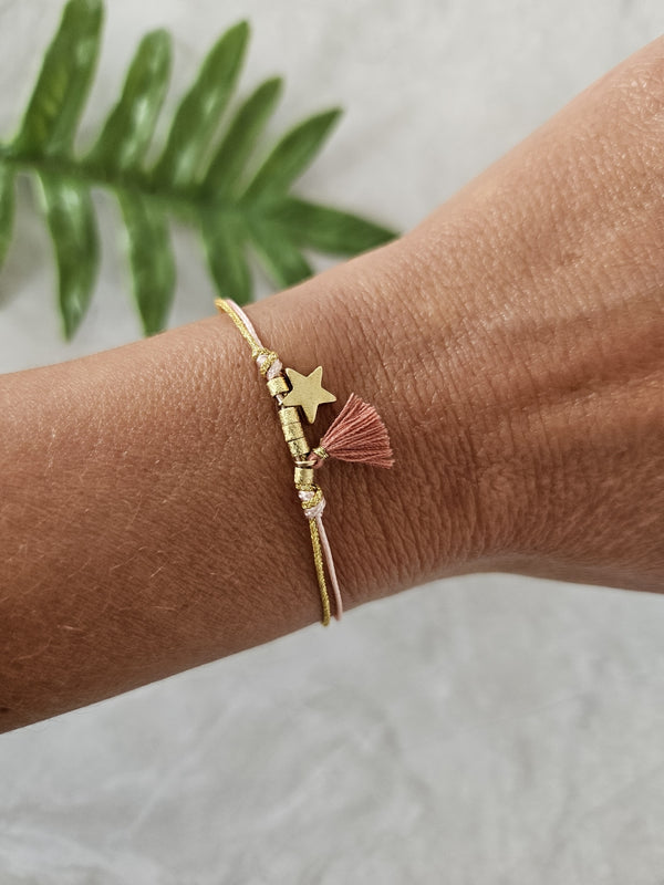 Pulsera Estrella Borla Rosa