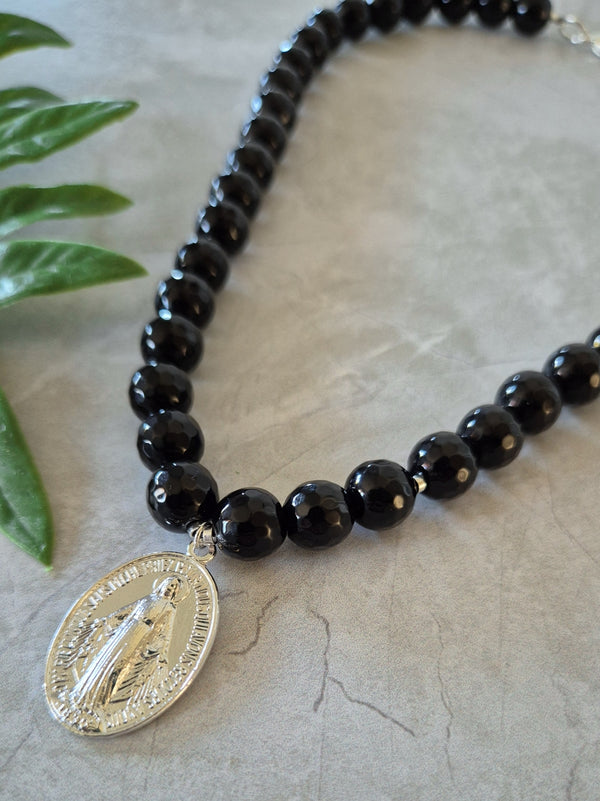 Collar Fe Negro Plata