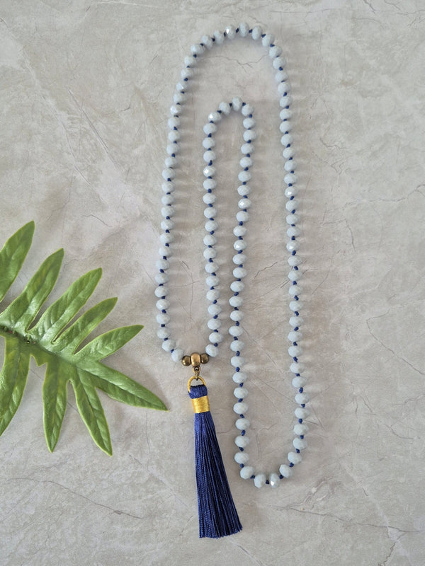 Collar Largo Isadora Gris Azul