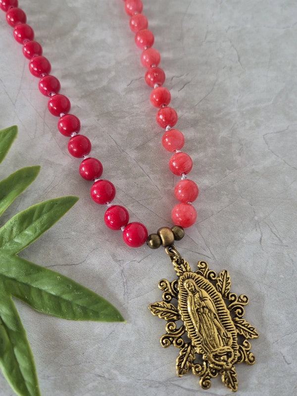Collar Largo Guadalupe Fucsia Naranjo