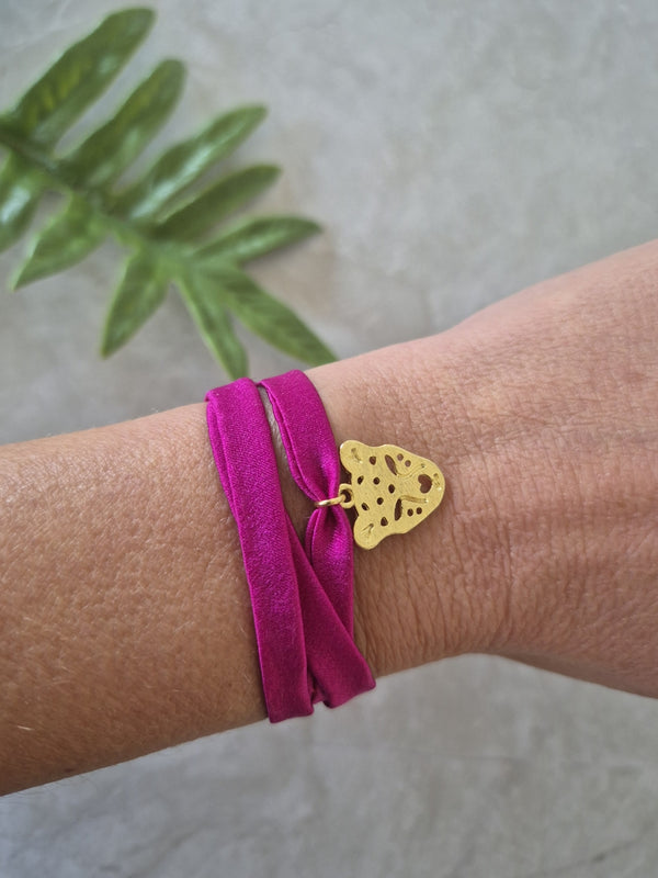 Pulsera Tigresa Seda Fucsia