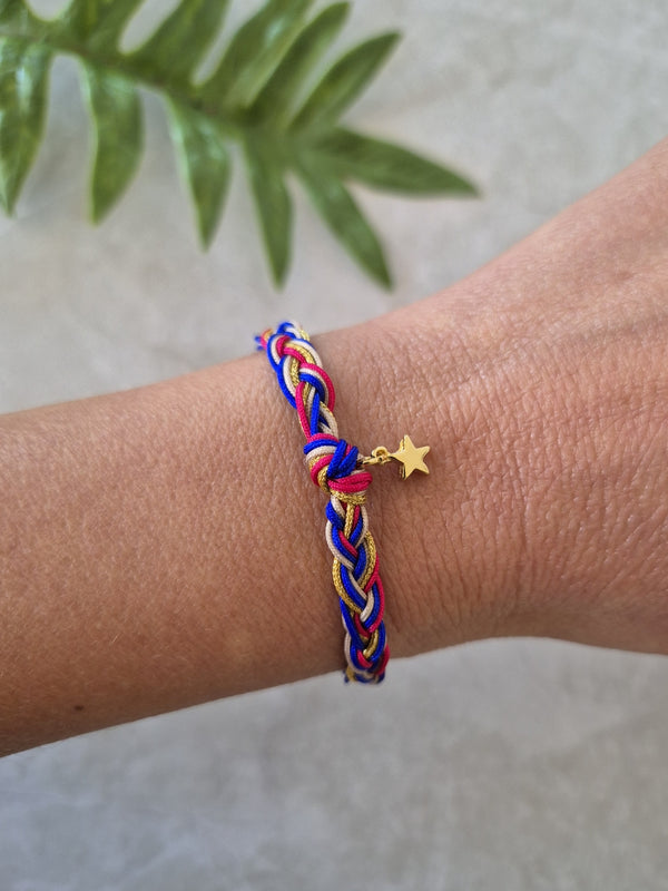 Pulsera Delfina Azul Fucsia Oro