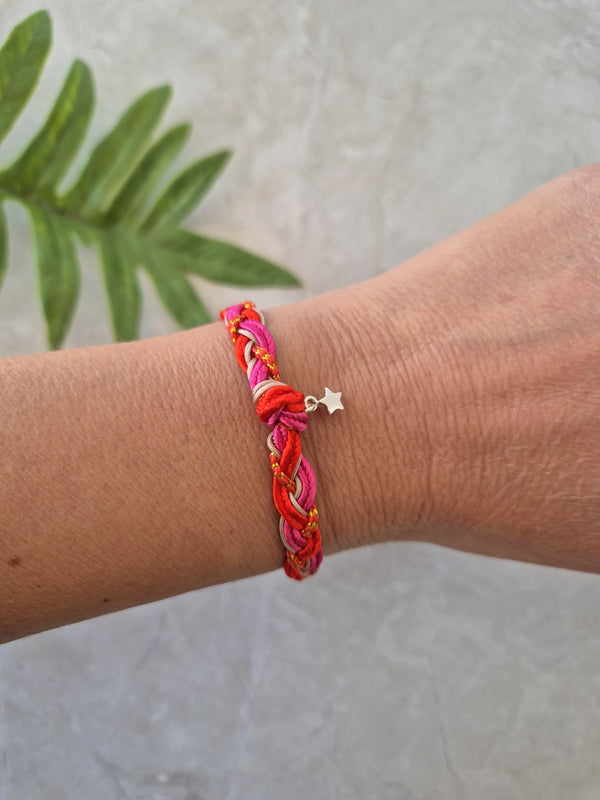 Pulsera Delfina Fucsia roja Plata