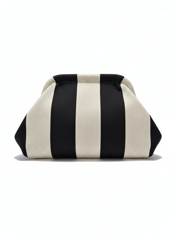 Clutch Rayas Blanco Negro