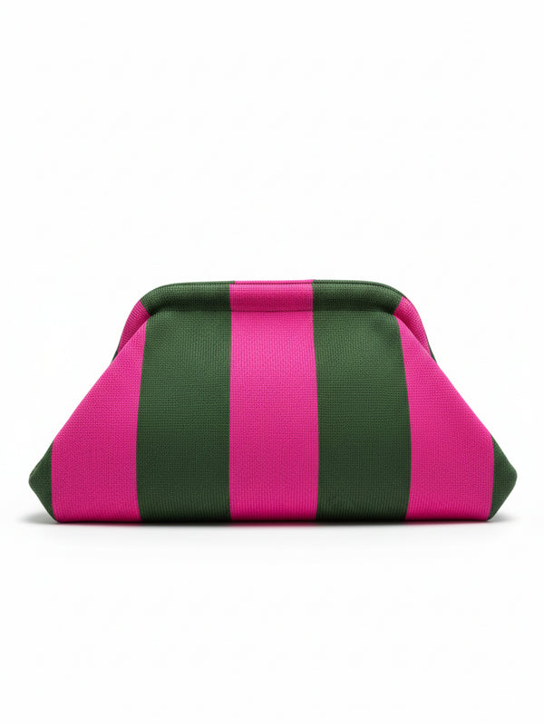 Clutch Rayas Verde Fucsia