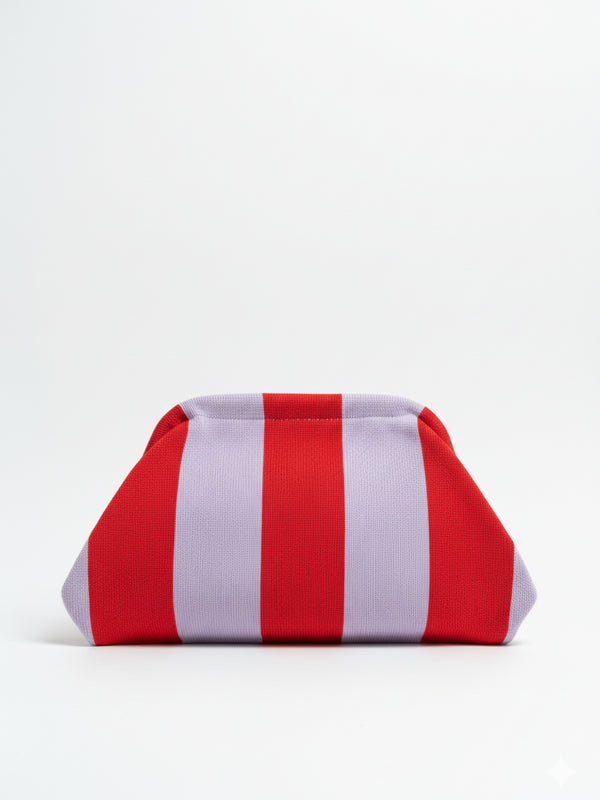 Clutch Rayas Rojo Lila