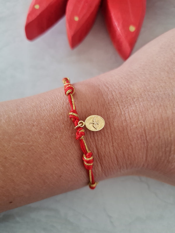 Pulsera Paz Rojo Dorado