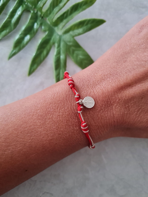 Pulsera San Benito Roja Plata